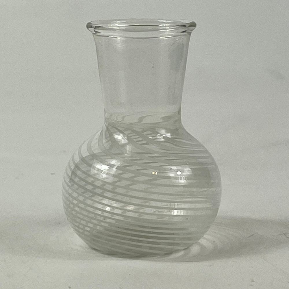 Filigrana Miniature Bud Vase Mouth Blown White Striped Handmade Art Glass Unique